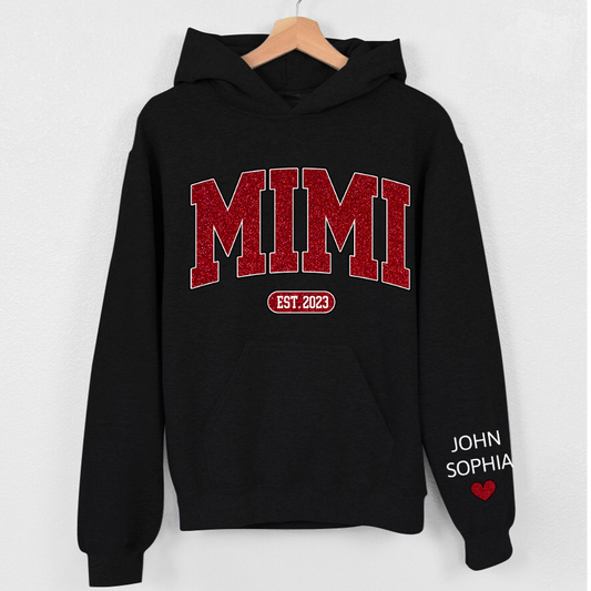 Lofaris Custom Name Glitter Grandma Mimi And Kids Hoodie