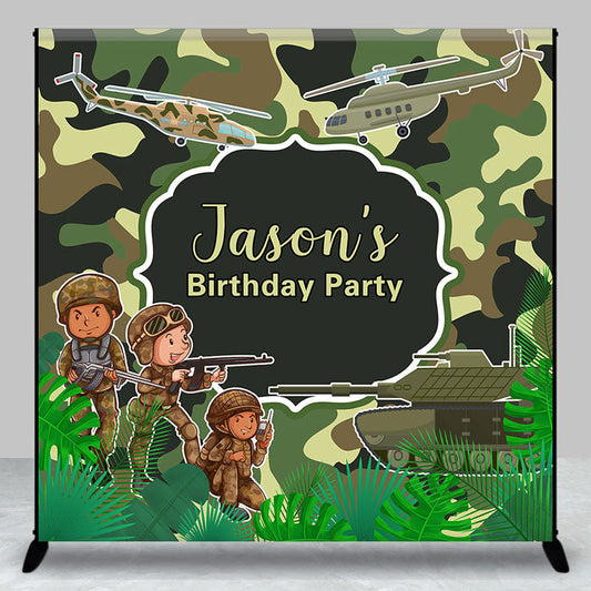 Lofaris Custom Name Green Camouflage Birthday Backdrop For Boy
