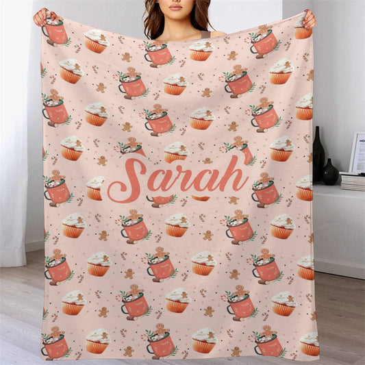 Lofaris Custom Name Hot Tea Gingerbread Man Repeat Blanket