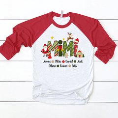 Lofaris Custom Name Kids Grandma Christmas Baseball Shirt