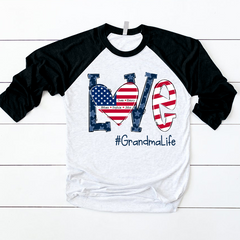 Lofaris Custom Name Love Life American Flag Baseball Shirt