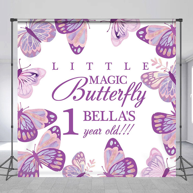 Lofaris Custom Name Magic Butterfly 1st Birthday Backdrop