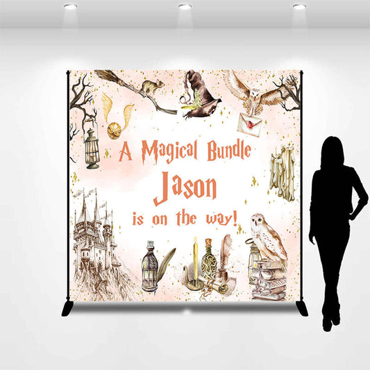 Lofaris Custom Name Magical Hogwarts Baby Shower Backdrop