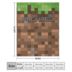 Lofaris Custom Name Mosaic Brown Block Game Gift Blanket