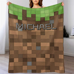 Lofaris Custom Name Mosaic Brown Block Game Gift Blanket