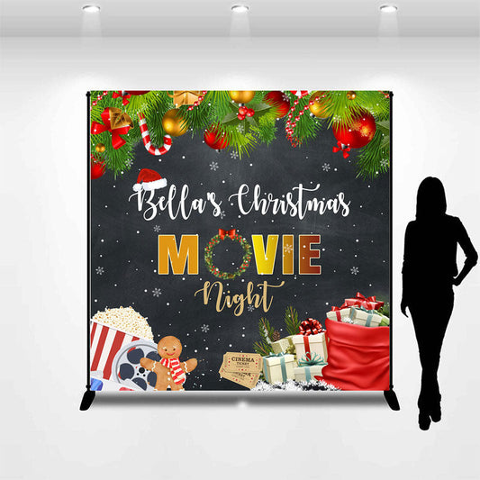 Lofaris Custom Name Movie Night Leaves Christmas Backdrop