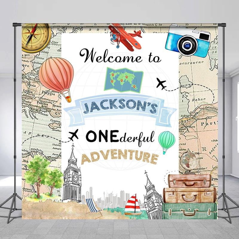 Lofaris Custom Name Onederful Adventure Birthday Backdrop