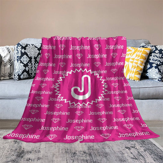 Lofaris Custom Name Pink Diamond Step And Repeat Blanket