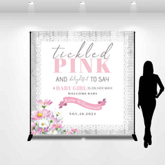 Lofaris Custom Name Pink Floral Girl Baby Shower Backdrop