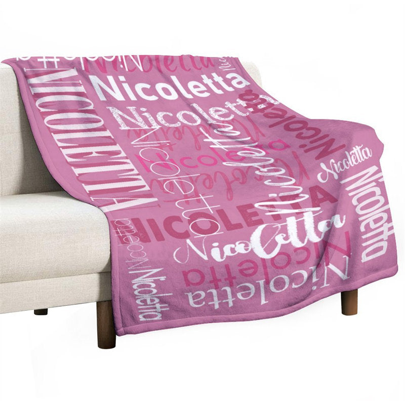 Lofaris Custom Name Pink Theme Blanket For Adult Kid Gift