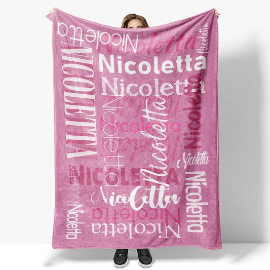 Lofaris Custom Name Pink Theme Blanket For Adult Kid Gift