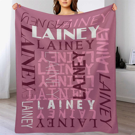 Lofaris Custom Name Rasberry Color Blanket Adult Kid Gifts