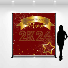 Lofaris Custom Name Red Gold 2K24 Graduation Backdrop
