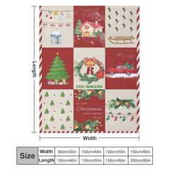 Lofaris Custom Name Red Plaid Family Merry Christmas Blanket
