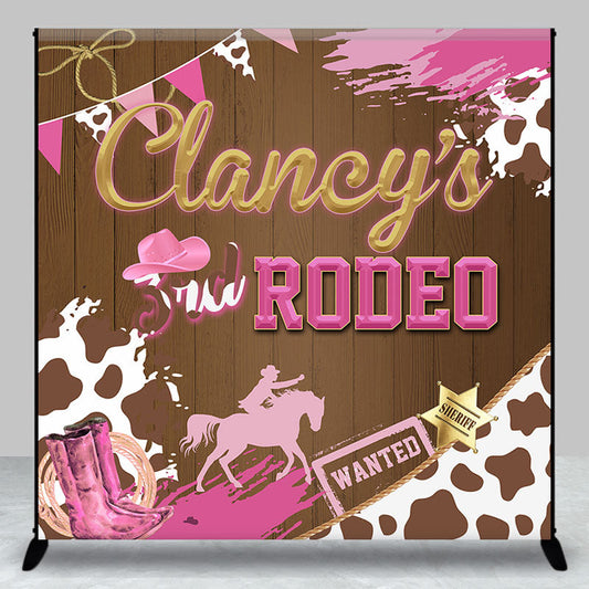 Lofaris Custom Name Redeo Western Pink Birthday Backdrop
