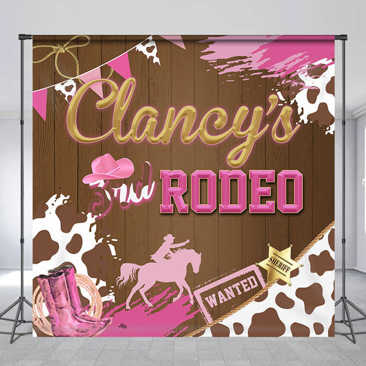 Lofaris Custom Name Redeo Western Pink Birthday Backdrop