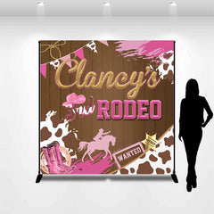 Lofaris Custom Name Redeo Western Pink Birthday Backdrop
