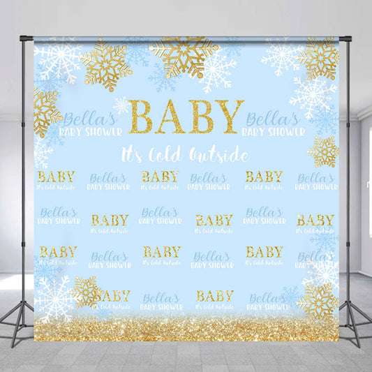 Lofaris Custom Name Repeat Snowflake Baby Shower Backdrop