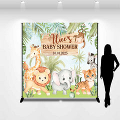 Lofaris Custom Name Safari Animals Baby Shower Backdrop