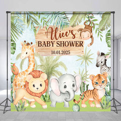 Lofaris Custom Name Safari Animals Baby Shower Backdrop