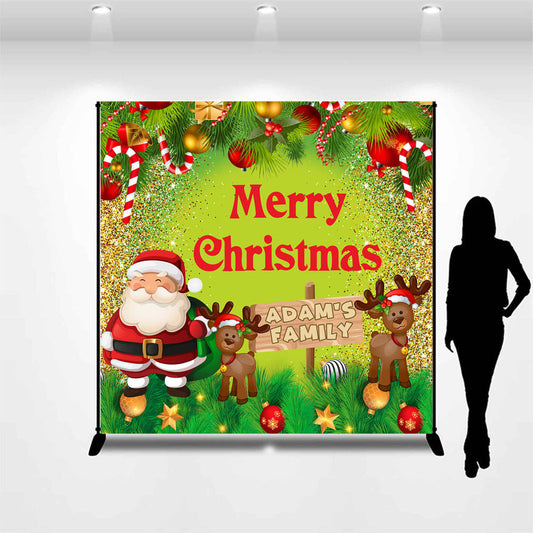Lofaris Custom Name Santa Claus Elk Merry Christmas Backdrop
