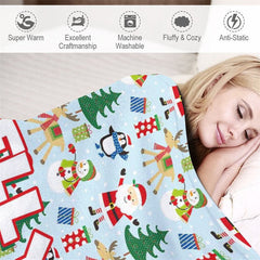 Lofaris Custom Name Santa Snowman Animals Christmas Blanket
