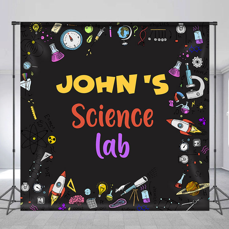 Lofaris Custom Name Science Theme Birthday Backdrop for Boy