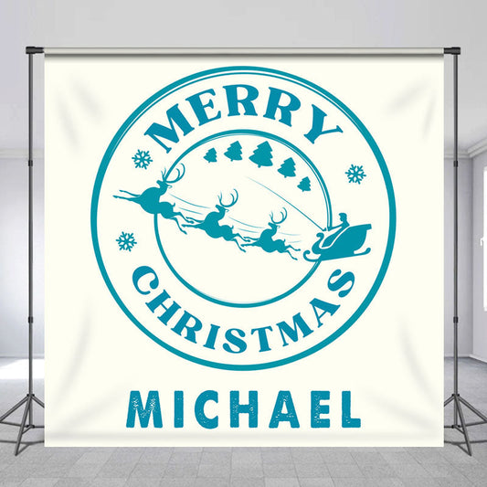 Lofaris Custom Name Signet Elk Merry Christmas Backdrop