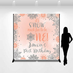 Lofaris Custom Name Silver Snowflake 1st Birthday Backdrop