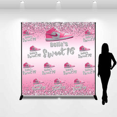 Lofaris Custom Name Sneaker Ball Pink 16Th Birthday Backdrop