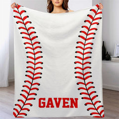Lofaris Custom Name Sports White Baseball Soft Blanket