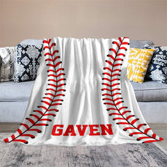Lofaris Custom Name Sports White Baseball Soft Blanket