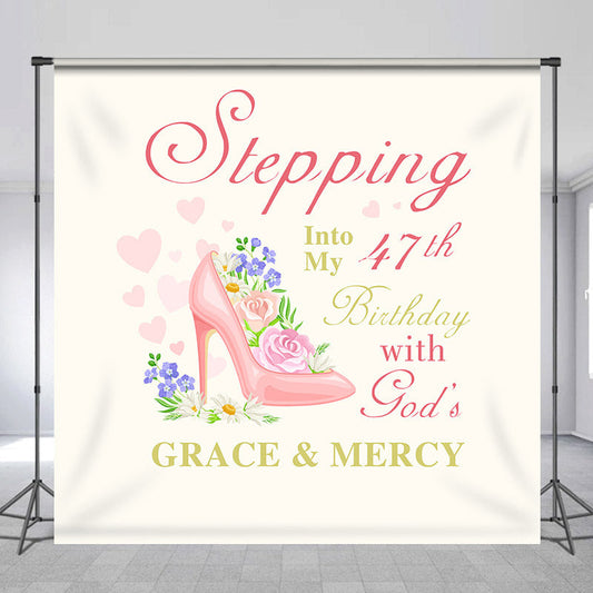 Lofaris Custom Name Stepping Into My 47th Birthday Backdrop