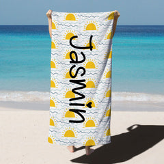 Lofaris Custom Name Sunshine Beach Towel for Summer