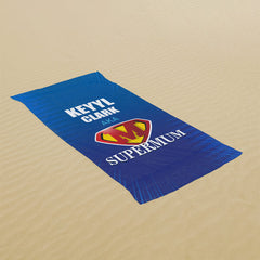 Lofaris Custom Name Supermom Blue Beach Towel for Mothers Gift