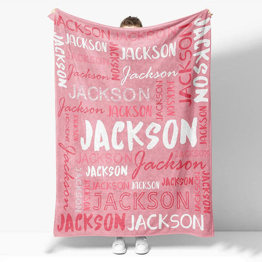 Lofaris Custom Name Text Typeface Pink Fleece Gifts Blanket