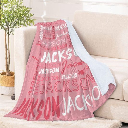 Lofaris Custom Name Text Typeface Pink Fleece Gifts Blanket