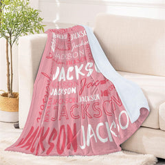 Lofaris Custom Name Text Typeface Pink Fleece Gifts Blanket