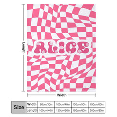 Lofaris Custom Name Trendy Pink Contort Checkered Blanket