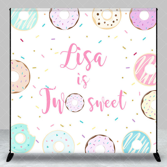 Lofaris Custom Name Two Sweet Donuts Candy Birthday Backdrop
