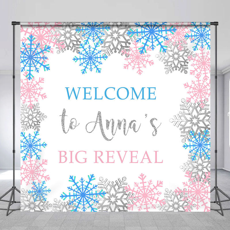 Lofaris Custom Name Welcome Snowflake Baby Shower Backdrop