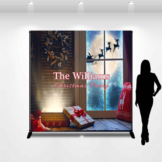 Lofaris Custom Name Window Moon Elk Gift Christmas Backdrop