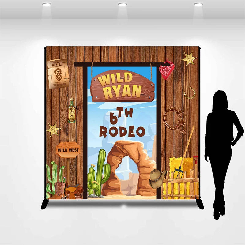 Lofaris Custom Name Wood 6th Rodeo Birthday Backdrop For Boy