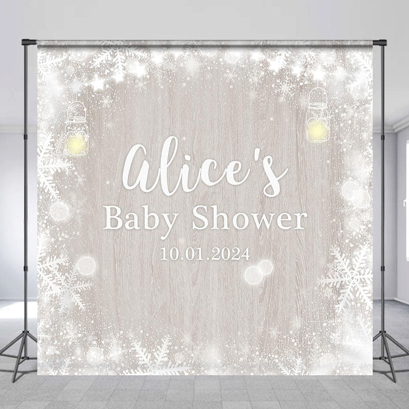 Lofaris Custom Name Wooden Snowflake Baby Shower Backdrop