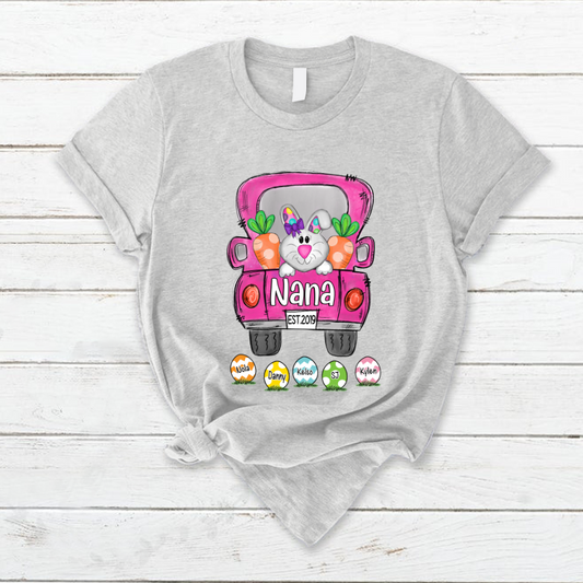 Lofaris Custom Nana Est Bunny Easter Truck Eggs T-Shirt