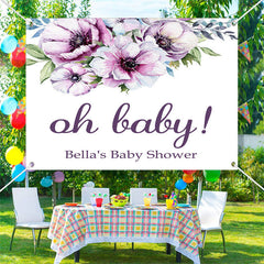 Lofaris Custom Oh Baby Purple Floral Shower Backdrop