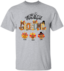 Lofaris Custom One Thankful Turkey Grandma And Kids T - Shirt