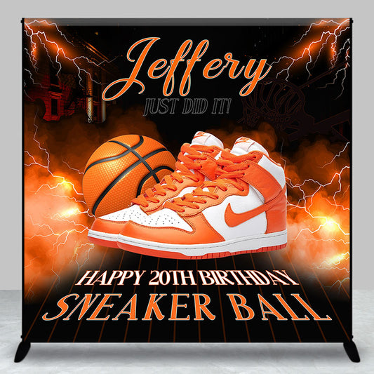 Lofaris Custom Orange Sneaker Ball Birthday Party Backdrop