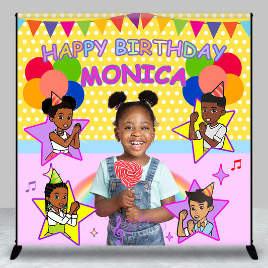 Lofaris Custom Photo Balloons Rainbow Girl Birthday Backdrop