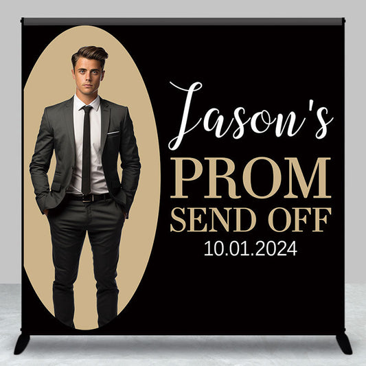 Lofaris Custom Photo Black Brown Simple Prom Backdrop